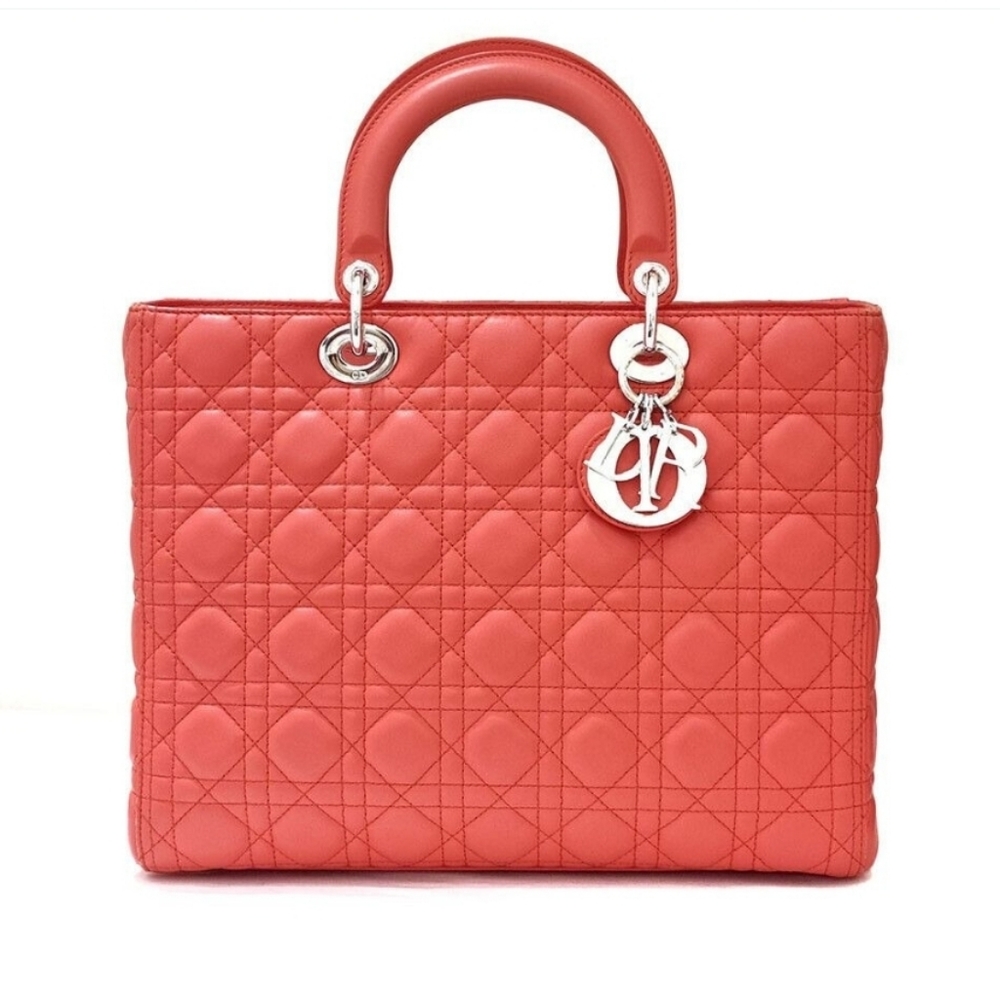 Christian Dior Coral Quilted 2way Handbag